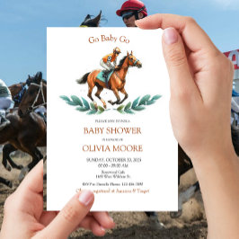 Ga naar Baby Go, Greenery Horse Race Baby shower Kaart