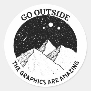 ga naar buiten de graphics zijn geweldig vintage n ronde sticker
