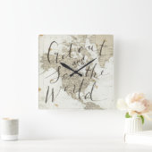 Ga naar buiten en bekijk het World Quote Vierkante Klok (Huis)