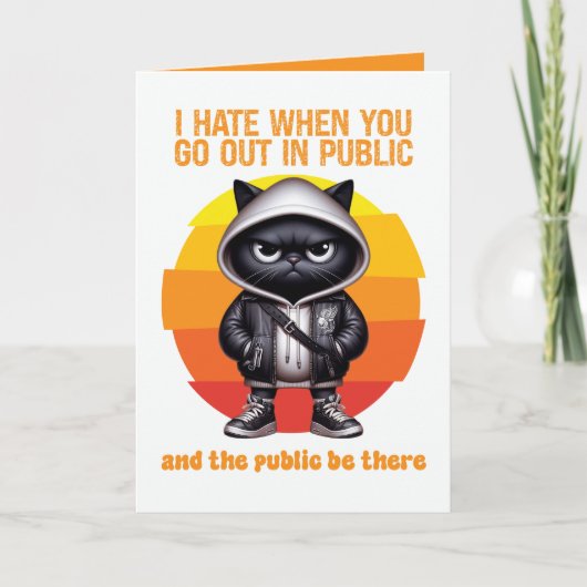 Ga naar buiten Funny Introvert Zwarte Kat Kaart (Voorkant)