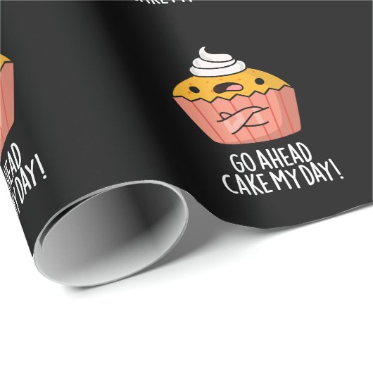 Ga naar Cake My Day Funny Food Pun Dark BG Cadeaupapier (Rol Hoek)