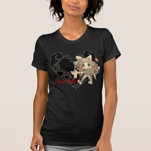 Ga naar chibi! zwart T-shirt (Voorkant)