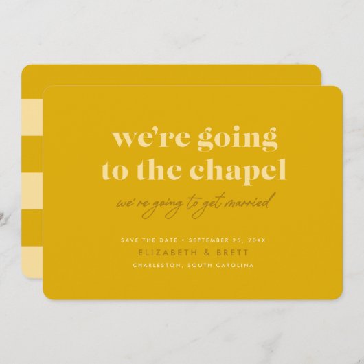 Ga naar de kapel Save the Date (Mosterd) (Voorkant / Achterkant)