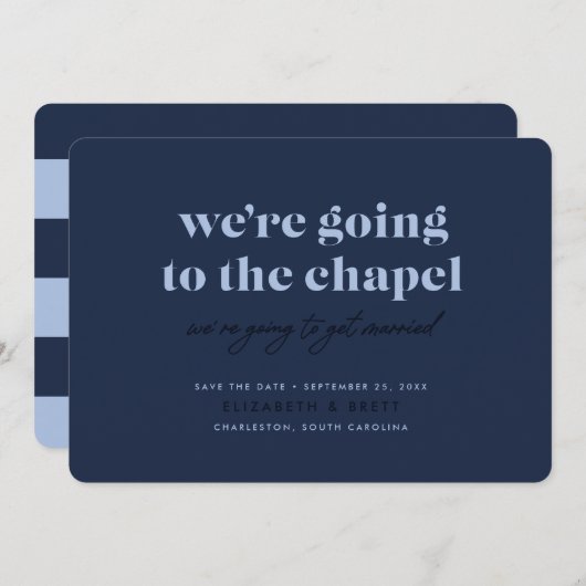 Ga naar de kapel Save the Date (Navy) (Voorkant / Achterkant)