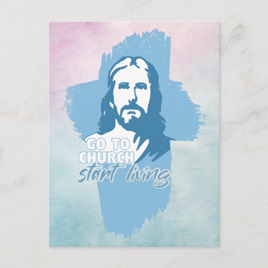 Ga naar de kerk..! Jezus Christus. Christelijke pr Briefkaart (Voorkant)