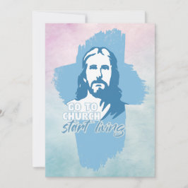 Ga naar de kerk..! Jezus Christus. Christelijke pr Feestdagenkaart