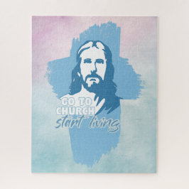 Ga naar de kerk..! Jezus Christus. Christelijke pr Legpuzzel