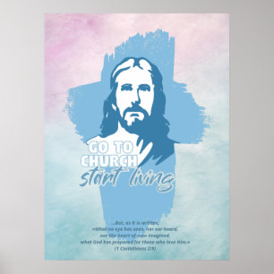Ga naar de kerk..! Jezus Christus. Christelijke pr Poster