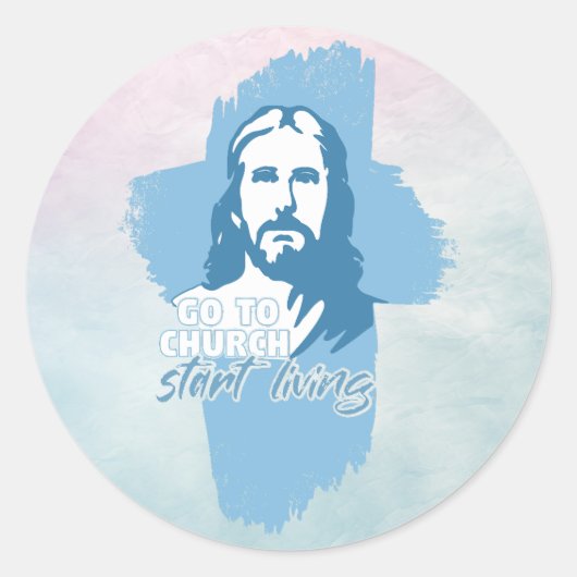 Ga naar de kerk..! Jezus Christus. Christelijke pr Ronde Sticker (Voorkant)