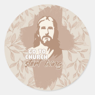 Ga naar de kerk..! Jezus Christus. Christelijke pr Ronde Sticker