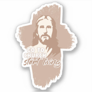 Ga naar de kerk..! Jezus Christus. Christelijke pr Sticker