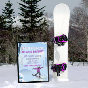 Ga naar de pistes, Snowboard Meisje Verjaardag Kaart