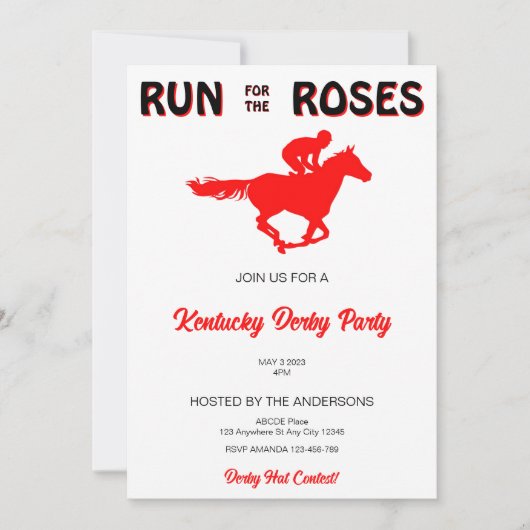 Ga naar de Rozen Kentucky Derby Invitation Kaart (Voorkant)