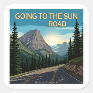Ga naar de Sun Road Montana Landscape Vierkante Sticker