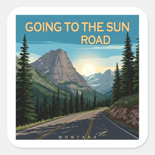 Ga naar de Sun Road Montana Landscape Vierkante Sticker (Voorkant)
