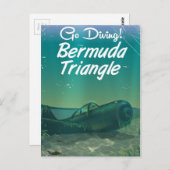 Ga naar Duiken! Reisposter van de Bermuda-driehoek Briefkaart (Voorkant / Achterkant)