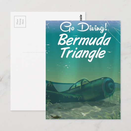 Ga naar Duiken! Reisposter van de Bermuda-driehoek Briefkaart (Voorkant / Achterkant)