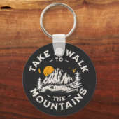 Ga naar het buitenavontuur van de bergen sleutelhanger (Voorkant)