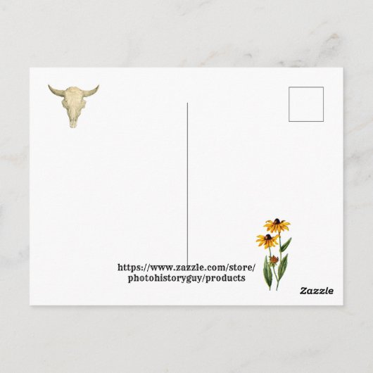 GA NAAR HET WESTEN BUFFALO GRAPPIGE WESTERSE THEMA BRIEFKAART (Achterkant)