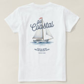 Ga naar Kust Witte Zeilboot Grafisch T-shirt (Design achterkant)