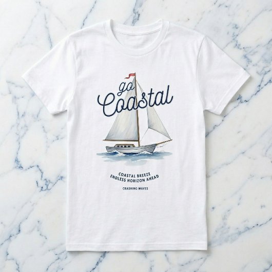 Ga naar Kust Witte Zeilboot Grafisch T-shirt