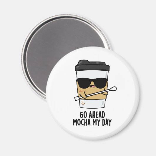 Ga naar Mocha My Day Funny Coffee Pun Magneet (Voorkant / Achterkant)