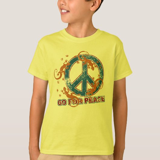 GA NAAR PEACE geckos grunge + je achterdeur. T-shirt (Voorkant)