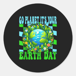 Ga naar planeet aarde dag leuk aarde natuur liefhe ronde sticker