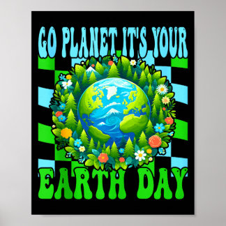 Ga naar planeet aarde dag schattige aarde natuur l poster