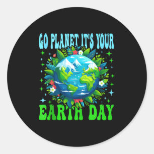 Ga naar planeet aarde dag schattige aarde natuur l ronde sticker