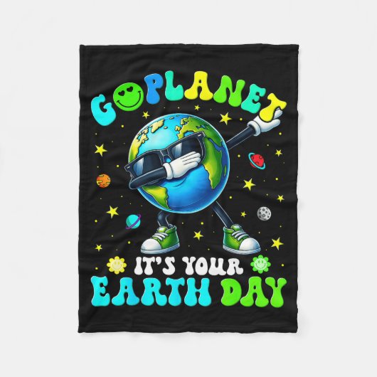 Ga naar planeet het is je aardse dag dabbing plane fleece deken (Voorkant)