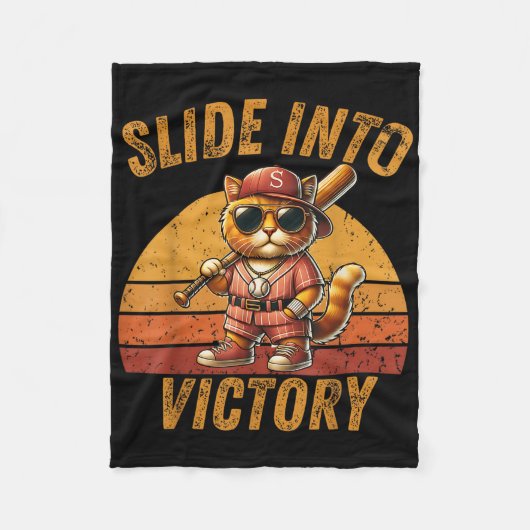 Ga naar Victory Funny Cat Baseball Sunset Vinta Fleece Deken (Voorkant)