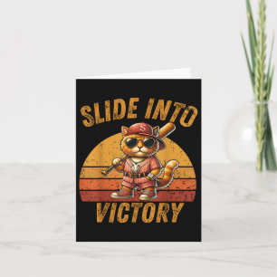 Ga naar Victory Funny Cat Baseball Sunset Vinta Kaart