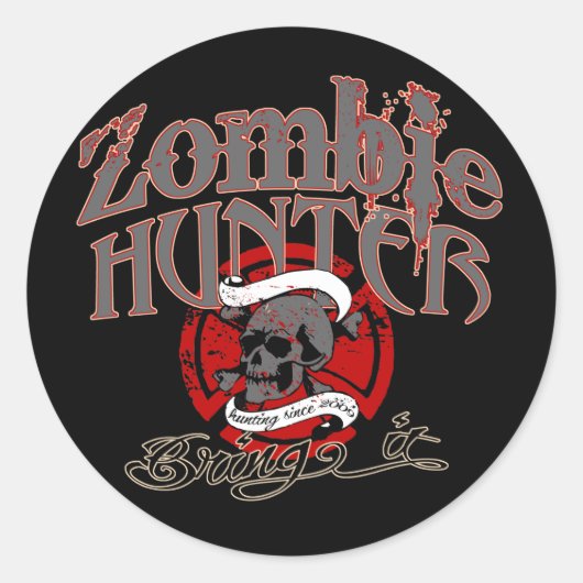 Ga naar Zombies. Ronde Sticker (Voorkant)