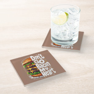 Ga niet terug naar mijn hart grappige voedselbonne glazen onderzetter