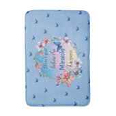 Ga niet weg voor het wonder gebeurt | Blauwe Flora Badmat (Voorkant Verticaal)