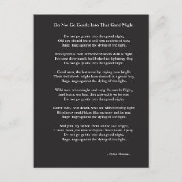Ga niet zacht gedicht van Dylan Thomas Briefkaart
