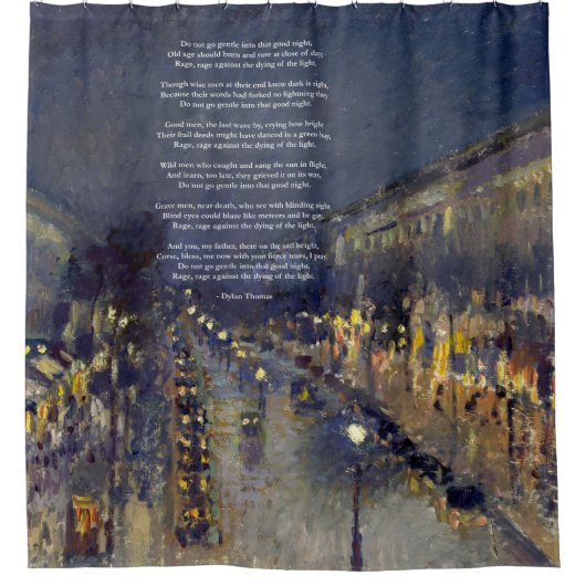 Ga niet zacht gedicht van Dylan Thomas Douchegordijn (Voorkant)
