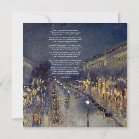 Ga niet zacht gedicht van Dylan Thomas Feestdagenkaart (Voorkant)