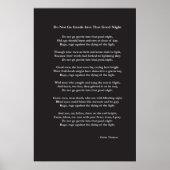 Ga niet zacht gedicht van Dylan Thomas Poster (Voorkant)