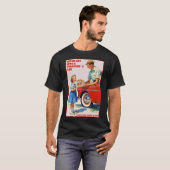 Ga nooit in de auto van een vreemde duistere humor t-shirt (Voorkant volledig)