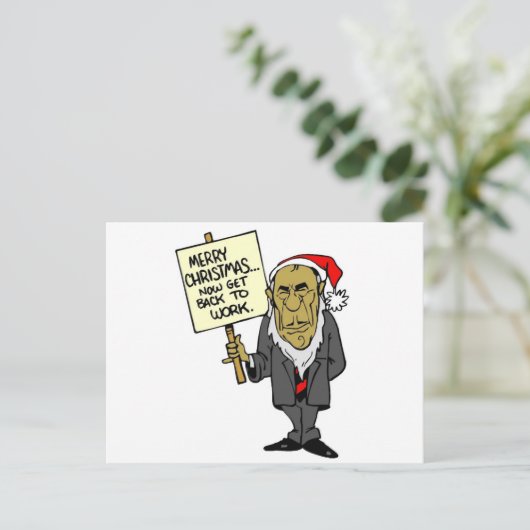 Ga nu weer aan het werk Kerstman baas Feestdagenkaart (Staand voorkant)
