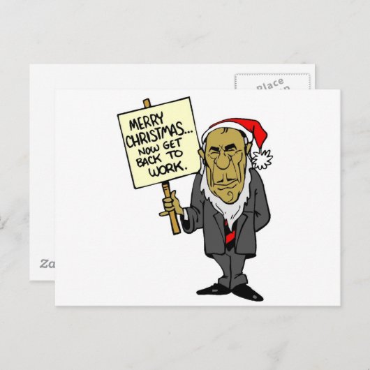 Ga nu weer aan het werk Kerstman baas Feestdagenkaart (Voorkant / Achterkant)