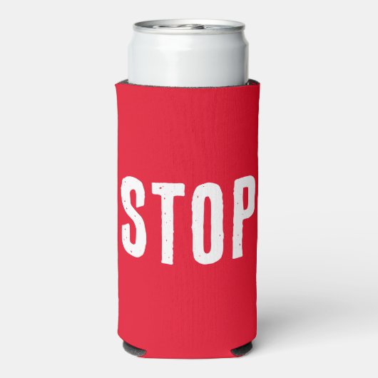 GA OF STOP. Grappig citaat. Rood en Groen Seltzer Blikjeskoeler (Seltzer Achterkant)