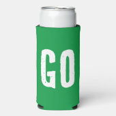 GA OF STOP. Grappig citaat. Rood en Groen Seltzer Blikjeskoeler (Seltzer Voorkant)