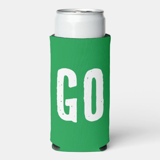 GA OF STOP. Grappig citaat. Rood en Groen Seltzer Blikjeskoeler (Seltzer Voorkant)