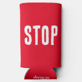 GA OF STOP. Grappig citaat. Rood en Groen Seltzer Blikjeskoeler (Achterkant)
