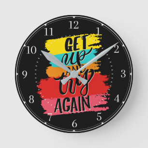 Ga omhoog en probeer het opnieuw motivatie ronde klok