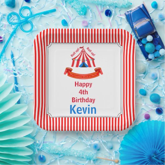 Ga omhoog! Ga omhoog! Circus Birthday Party Papieren Bordje (Feest)