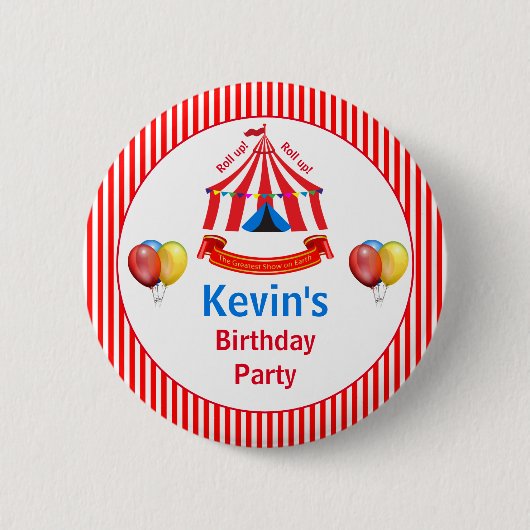 Ga omhoog! Ga omhoog! Circus Birthday Party Ronde Button 5,7 Cm (Voorkant)